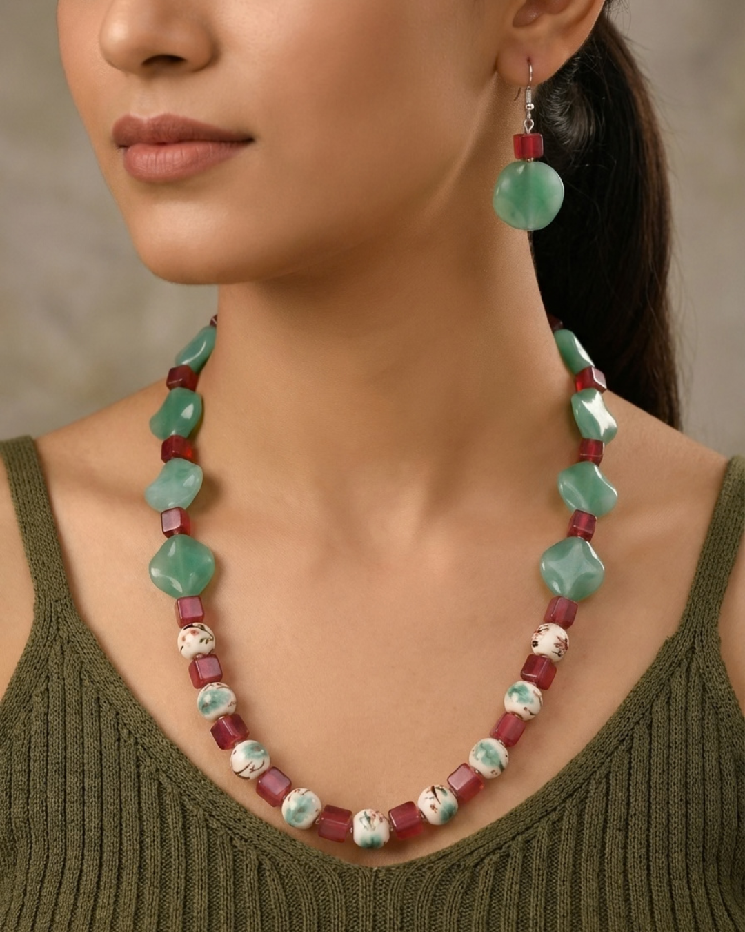 Verdant Harmony Necklace & Earring Set