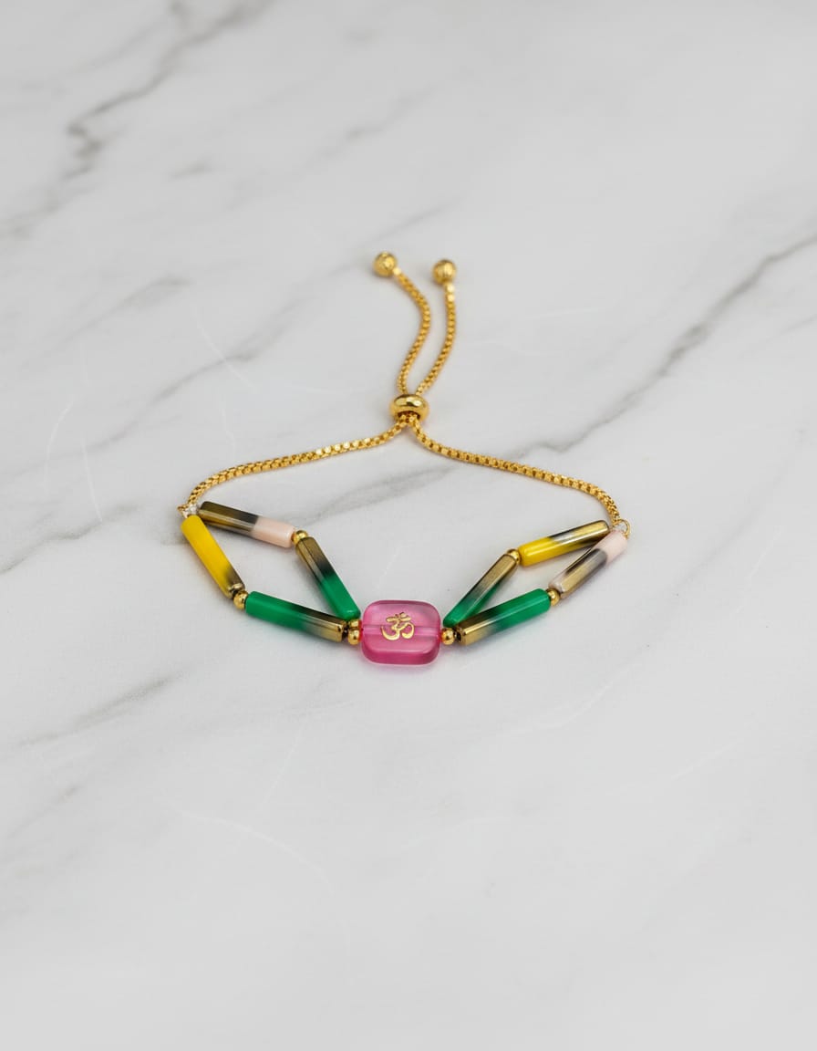 Om Long Beads Rakhi Bracelet