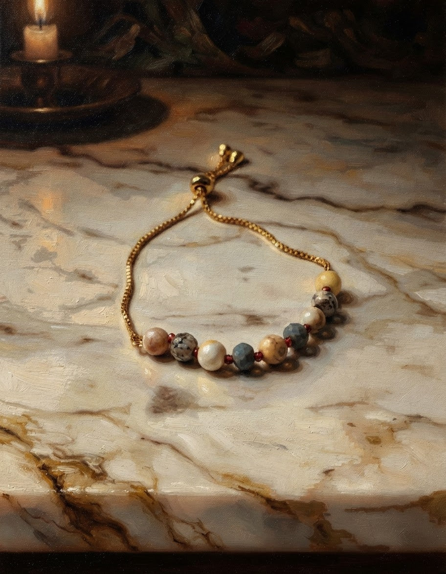 Yellow & Grey Beaded Rakhi Bracelet