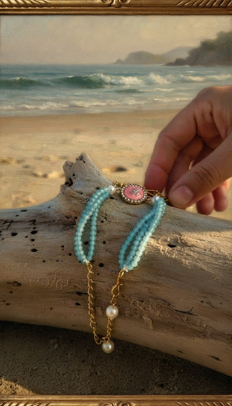Pink & Blue Three-String Rakhi Bracelet