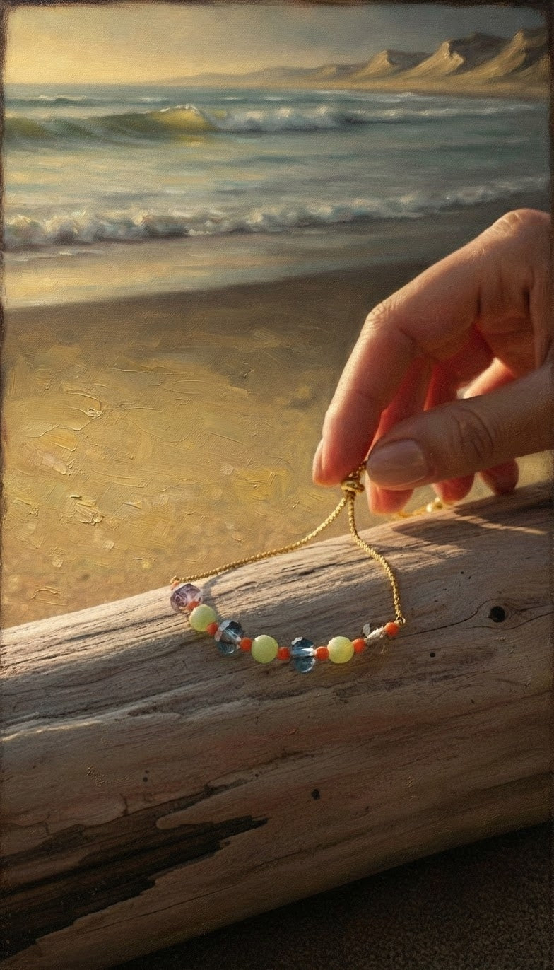 Green, Orange & Black Beaded Rakhi Bracelet