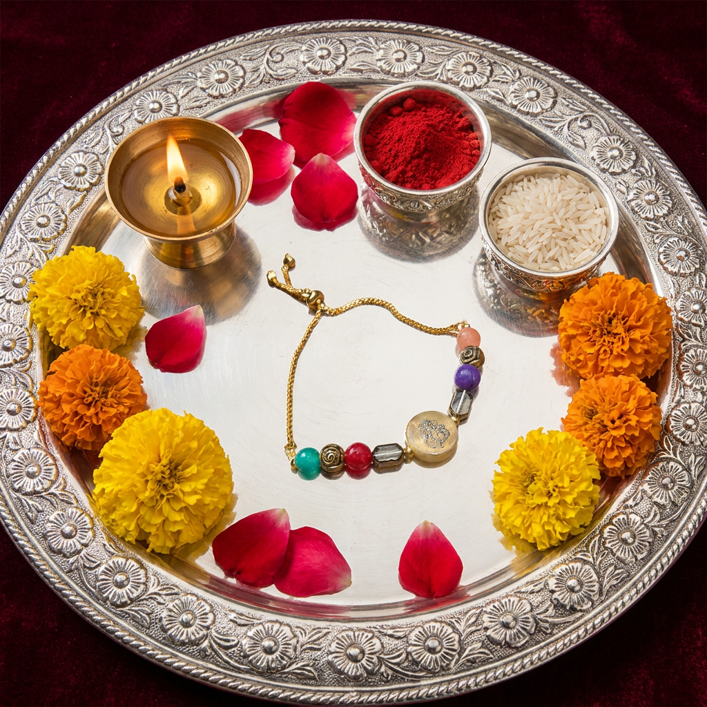 Yellow Ganpati Centre Rakhi Bracelet
