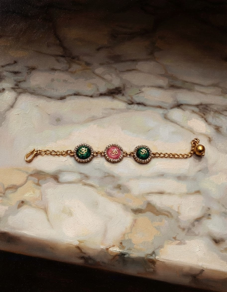 Green & Pink Beaded Rakhi Bracelet