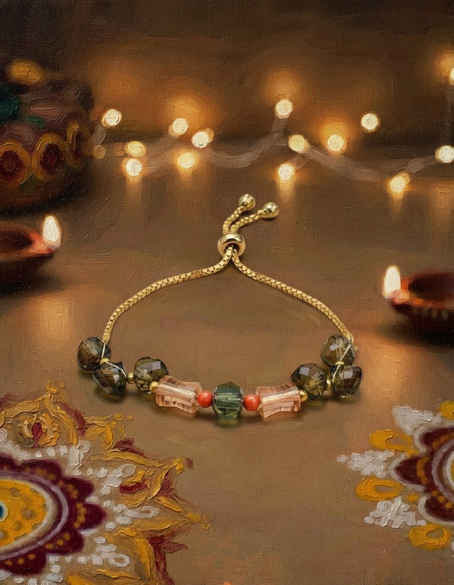 Black & Gold Beaded Rakhi Bracelet