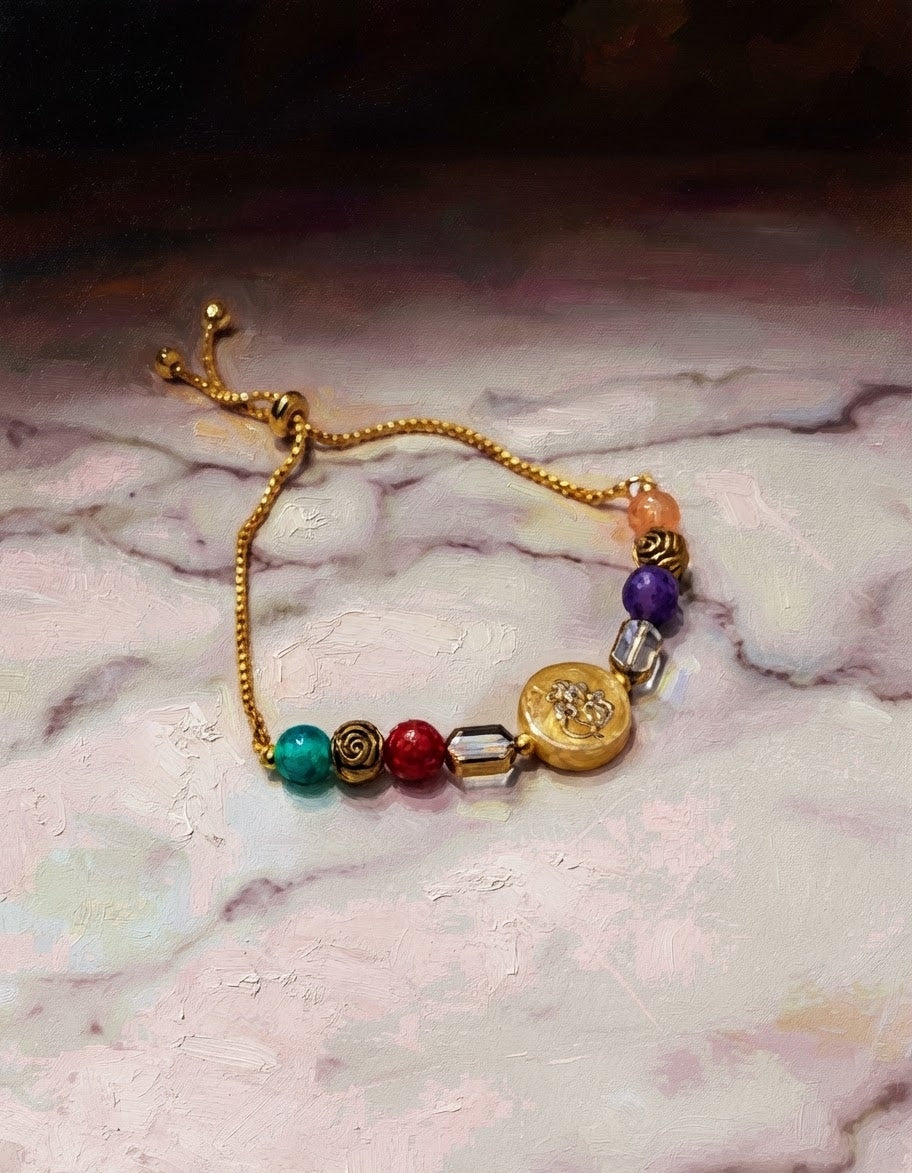 Yellow Ganpati Centre Rakhi Bracelet