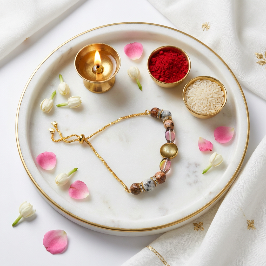 Gold Centre Beaded Rakhi Bracelet