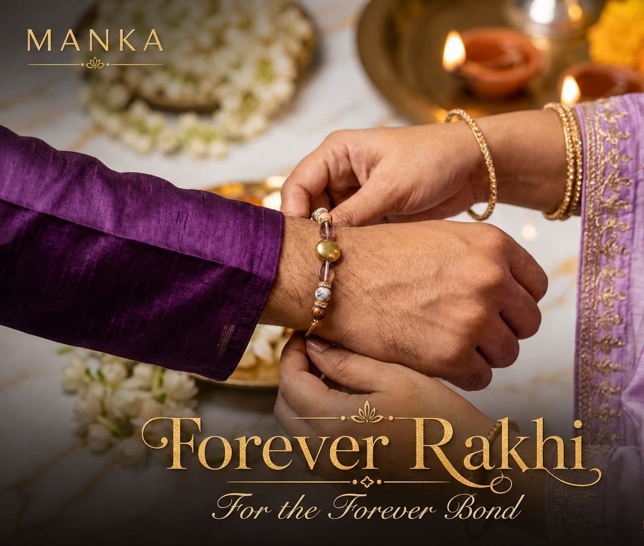 Gold Centre Beaded Rakhi Bracelet